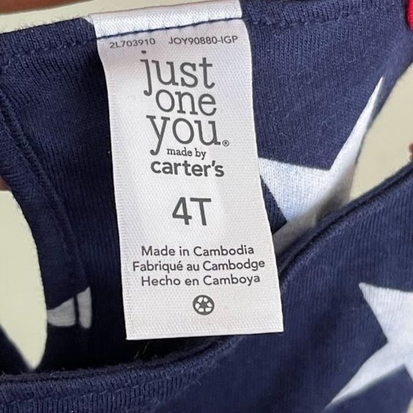 Girl's  Just One You Carter's Red, White and Blue Star Dress - Picture 3 of 5